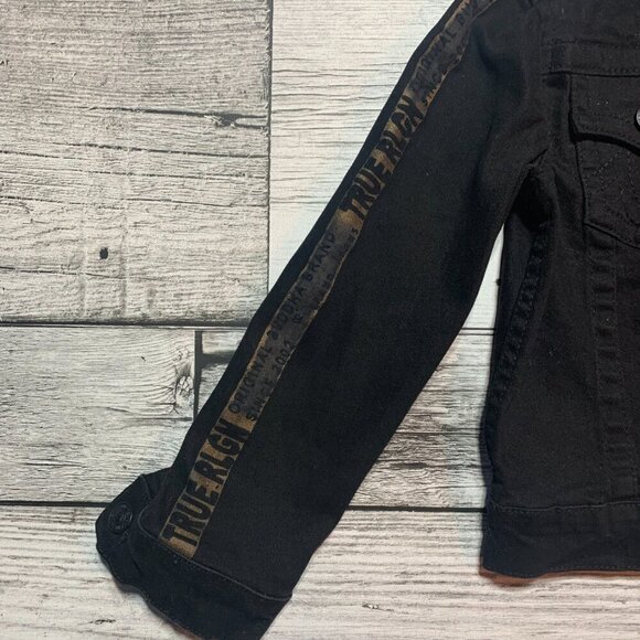 True Religion Black Jean Jacket with Removable Hood - Picture 3 of 12